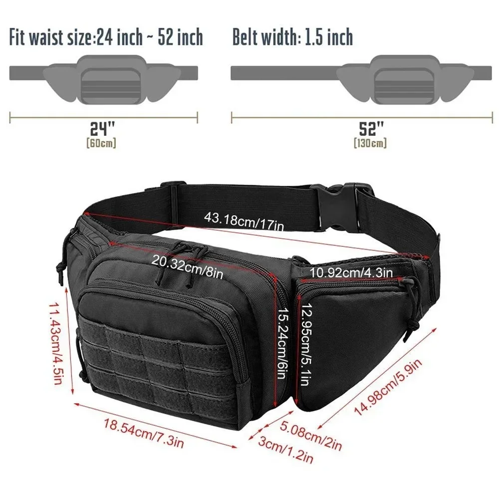 Packs for Men Nylon Shoulder Hiking Tactical Multi-function Waist Pack Fanny Mobile Phone Bag Sports High-capacity Waist Bag