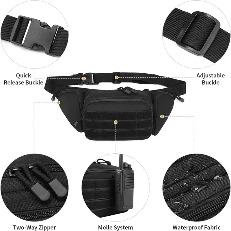 Packs for Men Nylon Shoulder Hiking Tactical Multi-function Waist Pack Fanny Mobile Phone Bag Sports High-capacity Waist Bag