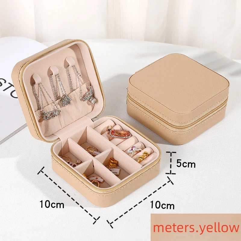 Mini Jewelry Storage Box Portable Family Travel Earrings Necklace Storage Box Female Ring Organizer PU Leather Display Box