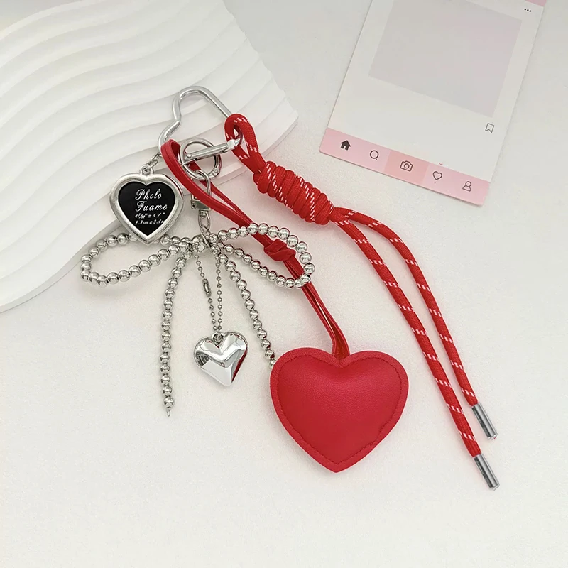INS Bag Key Chain Korean Style Bow Phone Pendant Chain Heart Charm Strap Braided Rope Bag Hanging Decors Jewelry Gift Decoration