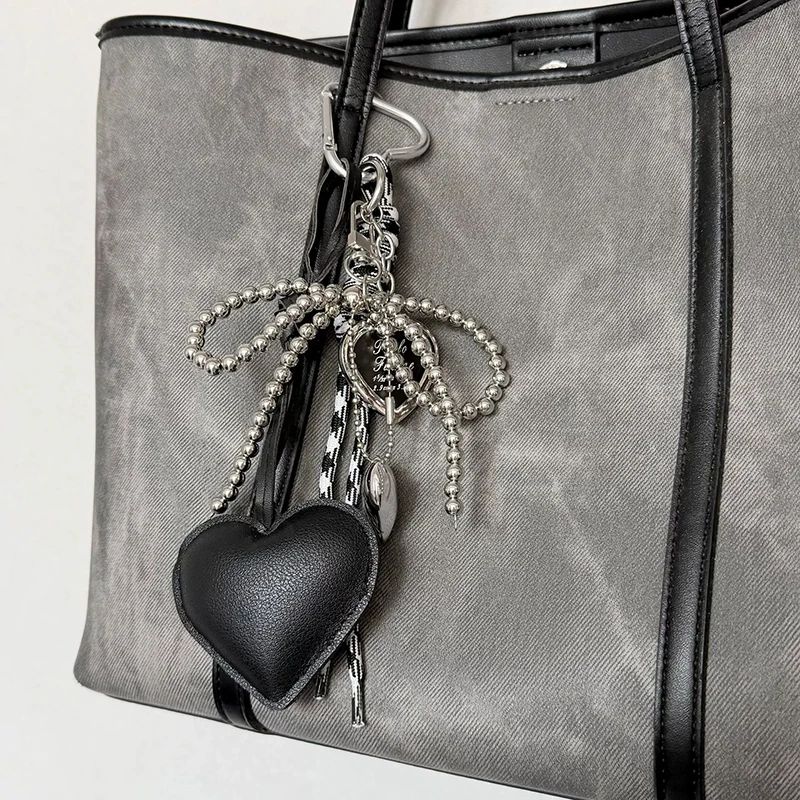 INS Bag Key Chain Korean Style Bow Phone Pendant Chain Heart Charm Strap Braided Rope Bag Hanging Decors Jewelry Gift Decoration