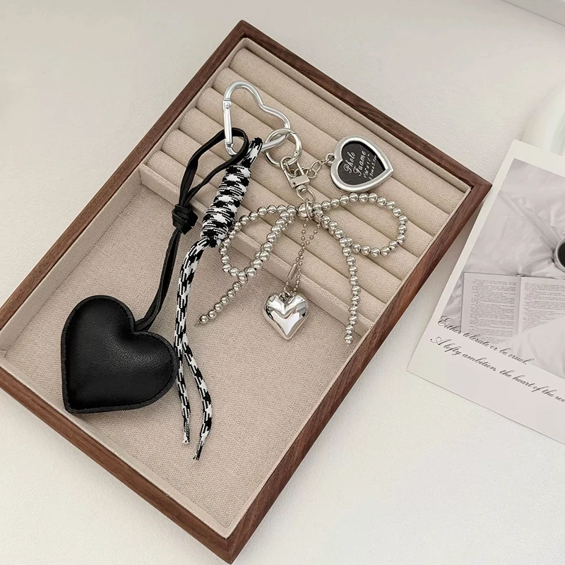 INS Bag Key Chain Korean Style Bow Phone Pendant Chain Heart Charm Strap Braided Rope Bag Hanging Decors Jewelry Gift Decoration