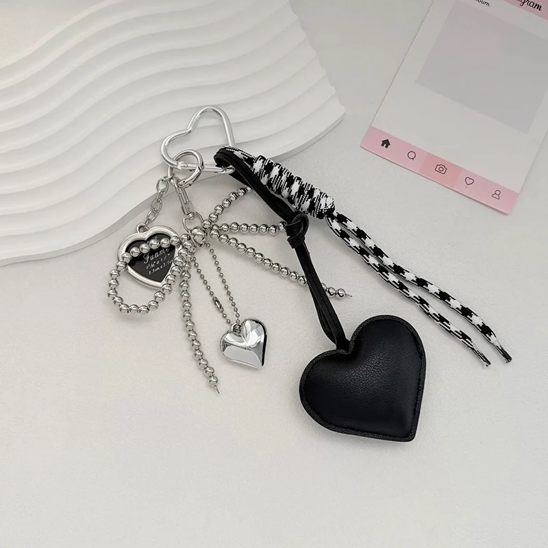 INS Bag Key Chain Korean Style Bow Phone Pendant Chain Heart Charm Strap Braided Rope Bag Hanging Decors Jewelry Gift Decoration