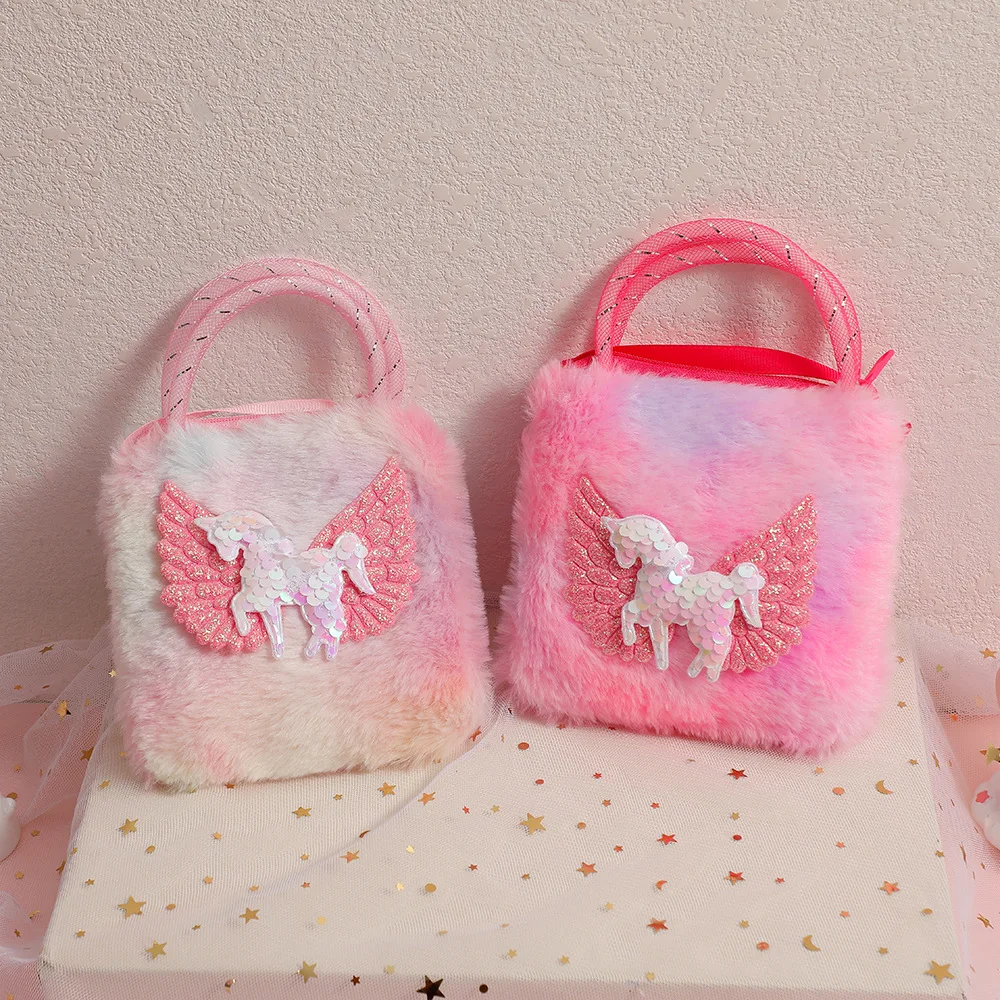 Cute Cartoon Mini Unicorn Handbags For Little Girls Ovely Wing Horse Kids Small Bag Storage Wallet Birthday Party Gifts