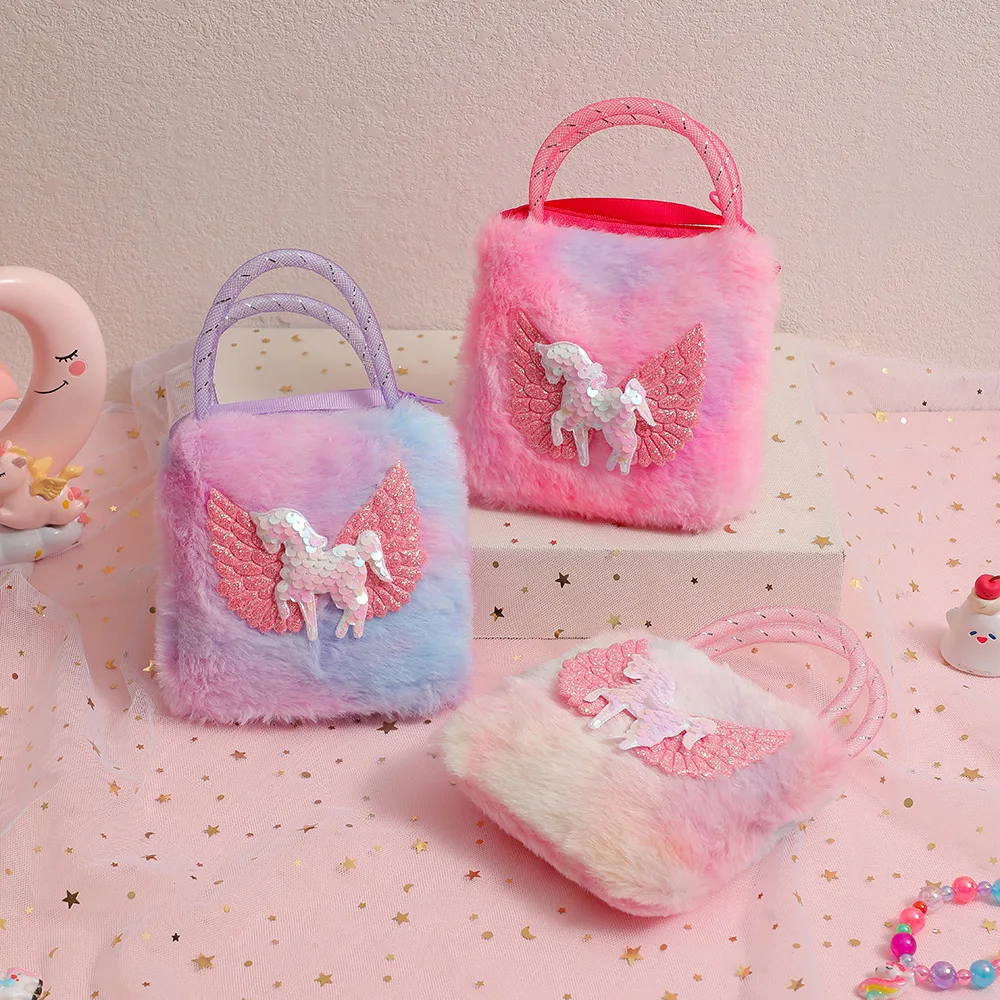 Cute Cartoon Mini Unicorn Handbags For Little Girls Ovely Wing Horse Kids Small Bag Storage Wallet Birthday Party Gifts