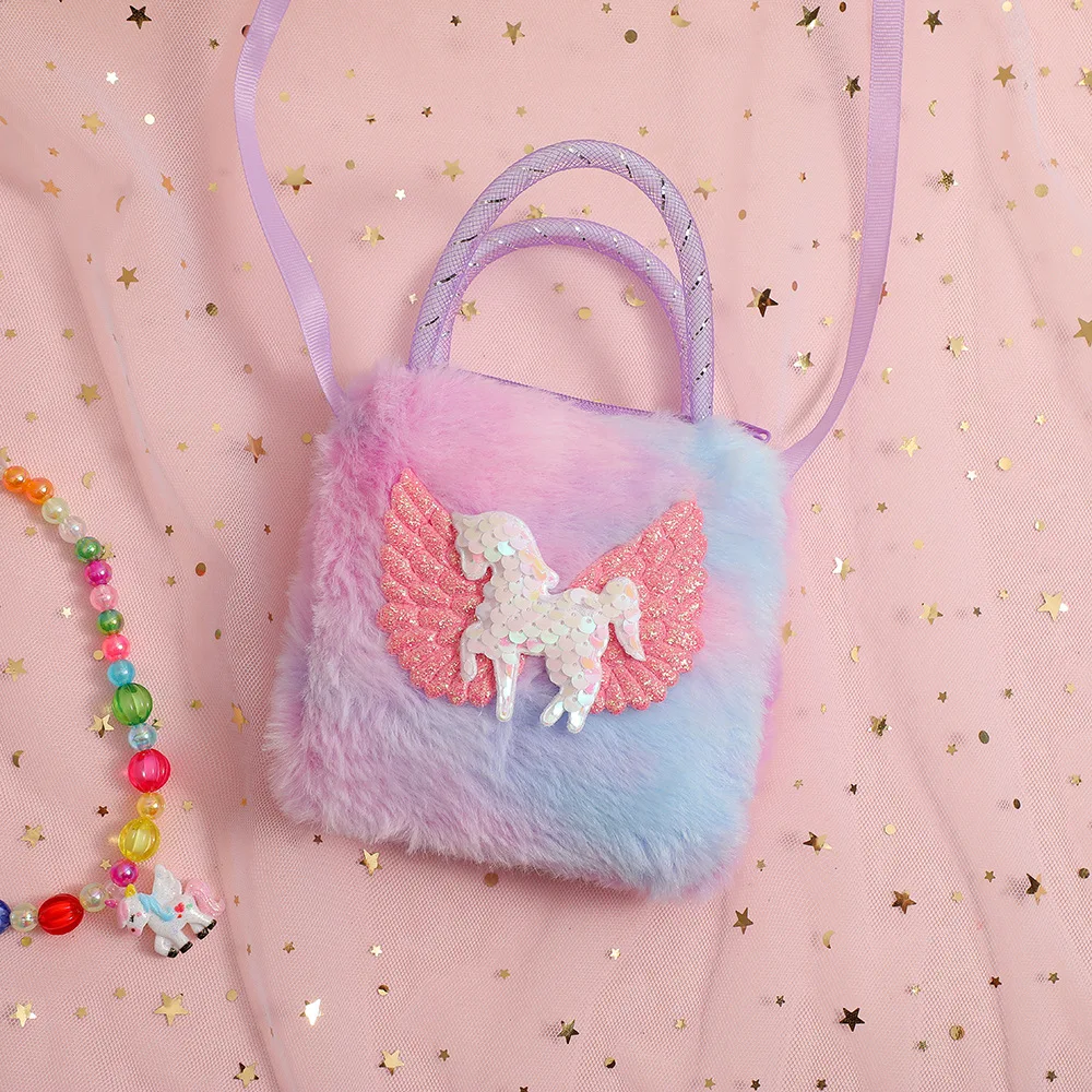 Cute Cartoon Mini Unicorn Handbags For Little Girls Ovely Wing Horse Kids Small Bag Storage Wallet Birthday Party Gifts