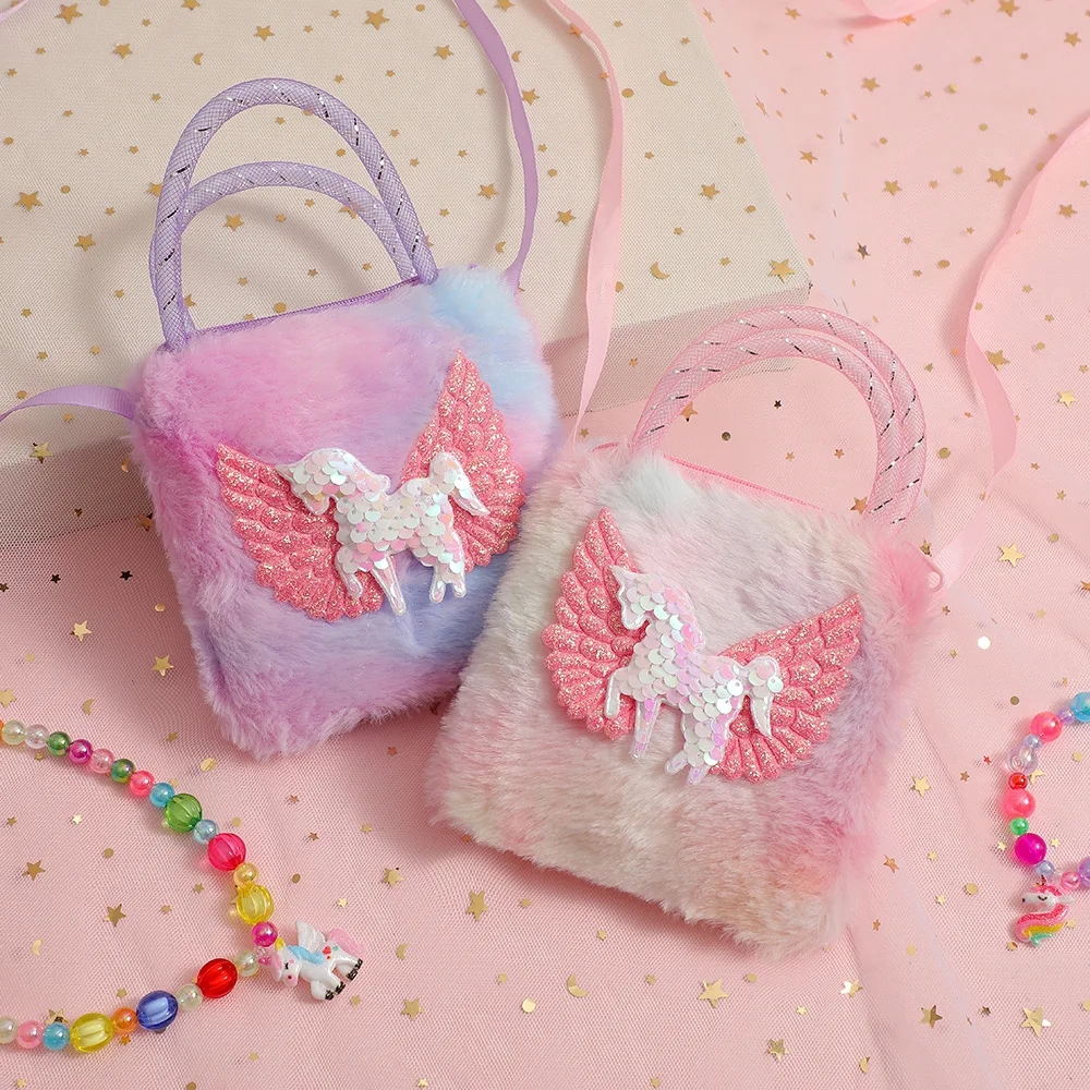 Cute Cartoon Mini Unicorn Handbags For Little Girls Ovely Wing Horse Kids Small Bag Storage Wallet Birthday Party Gifts