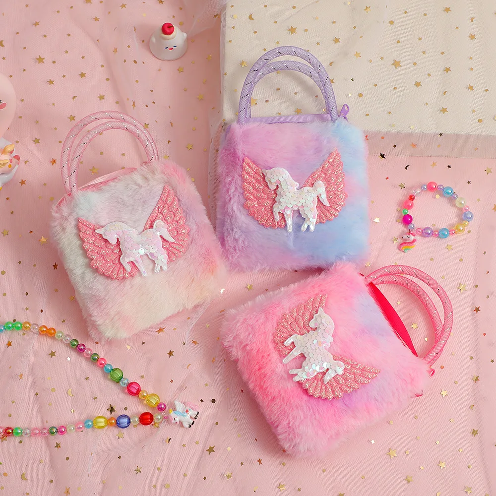 Cute Cartoon Mini Unicorn Handbags For Little Girls Ovely Wing Horse Kids Small Bag Storage Wallet Birthday Party Gifts