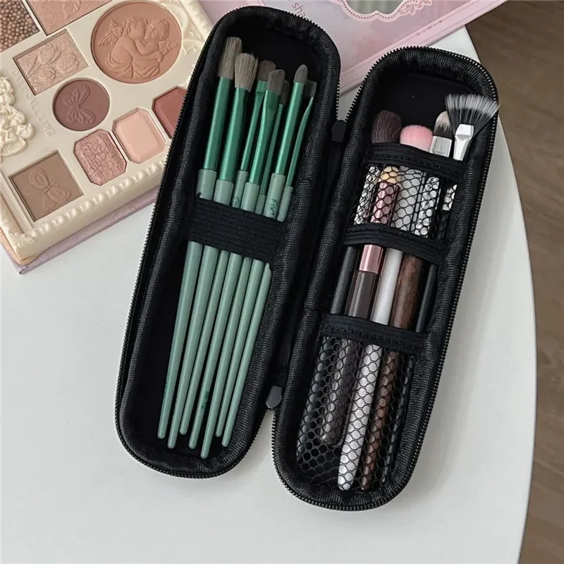 Black Cosmetic Storage Bags Waterproof Double Zipper Makeup Brushes Case Women Bag Portable Travel Brush Holder Pen case Box