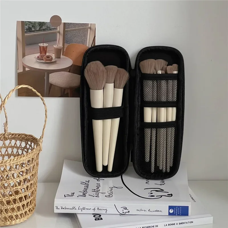 Black Cosmetic Storage Bags Waterproof Double Zipper Makeup Brushes Case Women Bag Portable Travel Brush Holder Pen case Box
