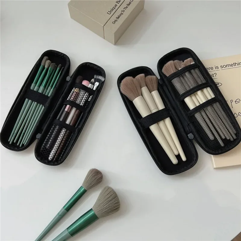 Black Cosmetic Storage Bags Waterproof Double Zipper Makeup Brushes Case Women Bag Portable Travel Brush Holder Pen case Box