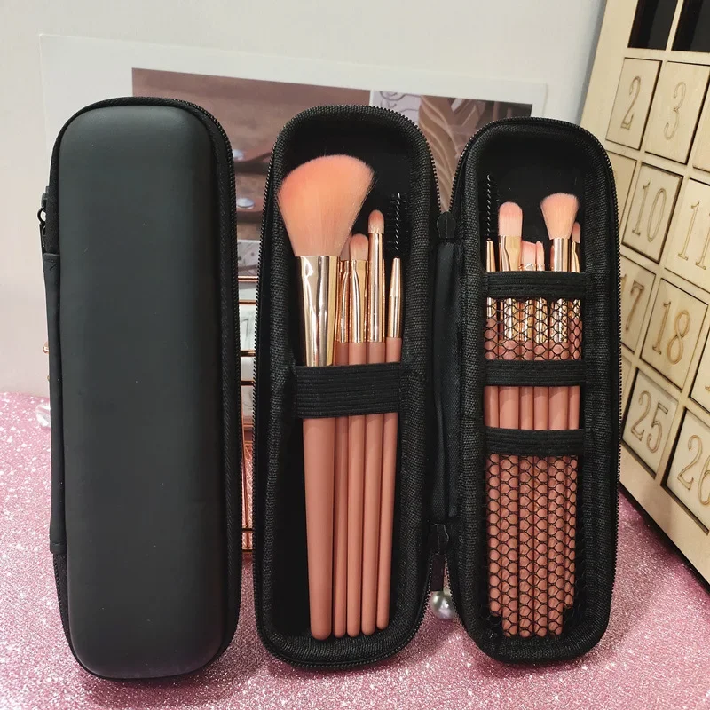 Black Cosmetic Storage Bags Waterproof Double Zipper Makeup Brushes Case Women Bag Portable Travel Brush Holder Pen case Box