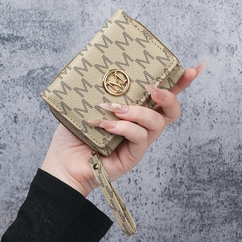 New style women's wallet, short, European and American PU high-end coin purse, printed, multi-card slots, small wallet, money cl