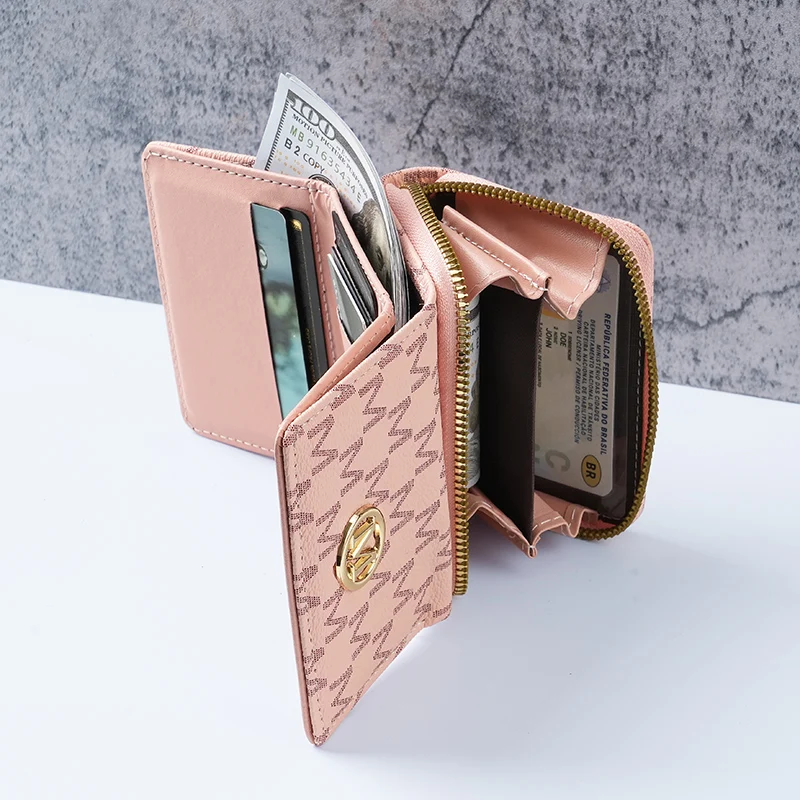 New style women's wallet, short, European and American PU high-end coin purse, printed, multi-card slots, small wallet, money cl