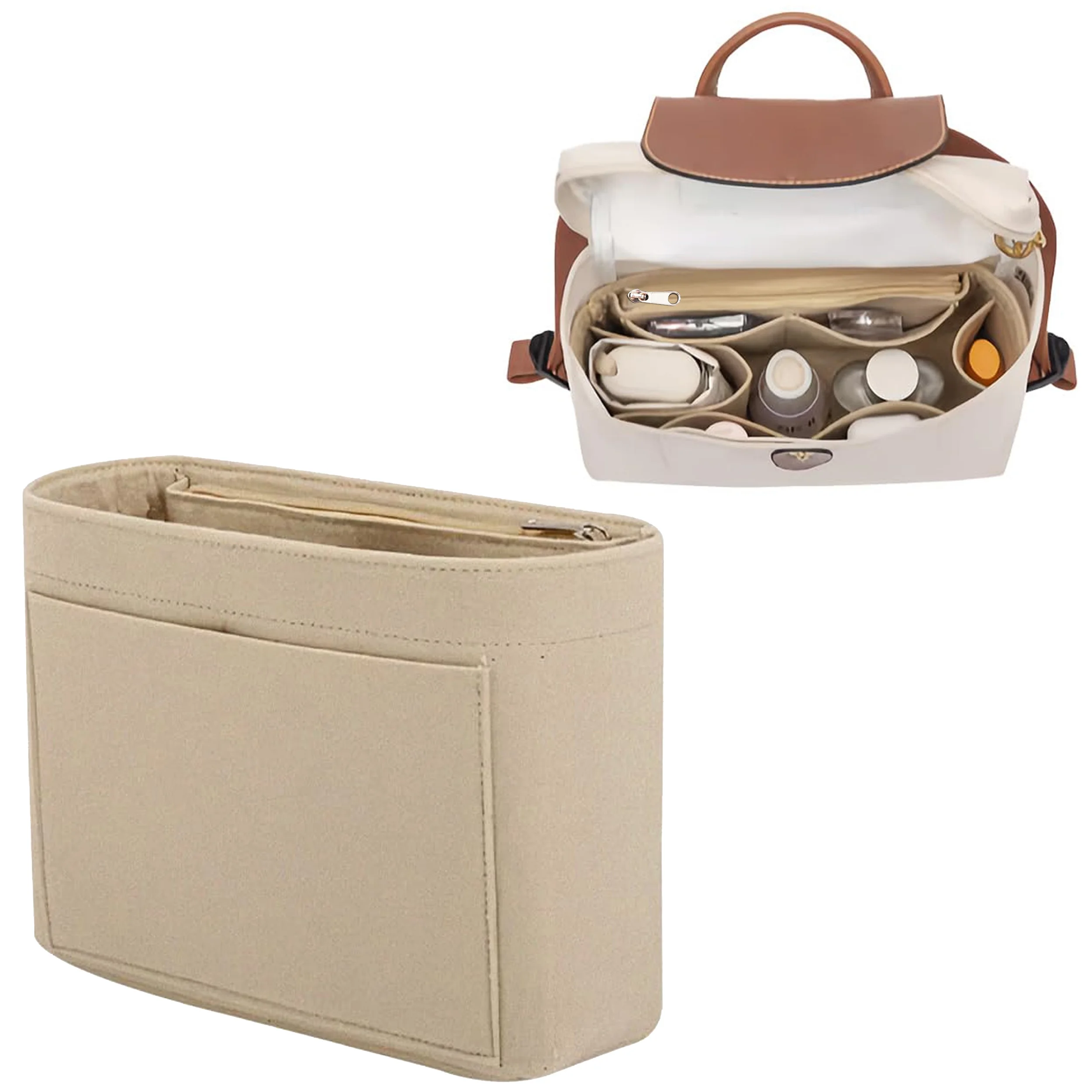 Felt Purse Organizer Insert with Multi Pockets, Bag-in-Bag Liner for Handbags & Backpacks, Travel Makeup Storage Bag