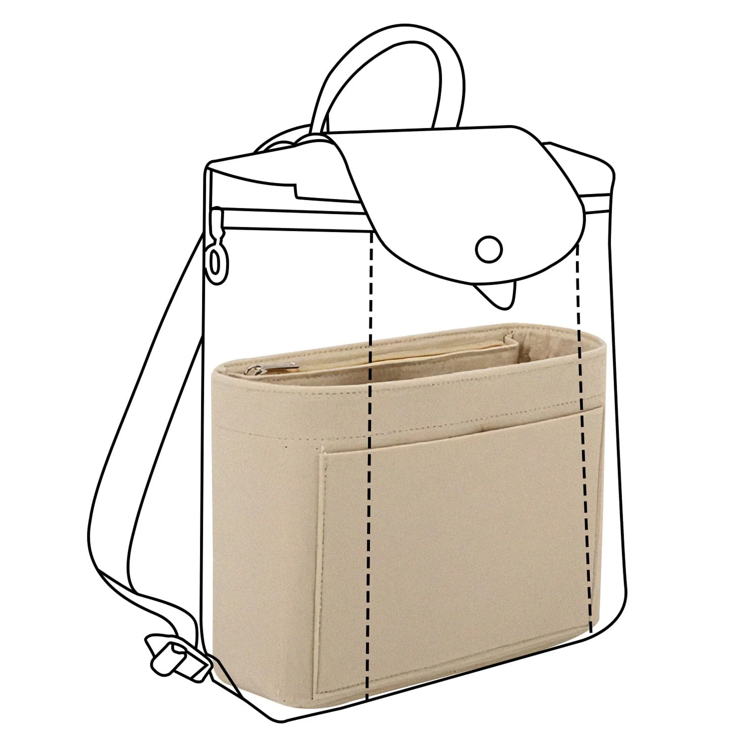 Felt Purse Organizer Insert with Multi Pockets, Bag-in-Bag Liner for Handbags & Backpacks, Travel Makeup Storage Bag