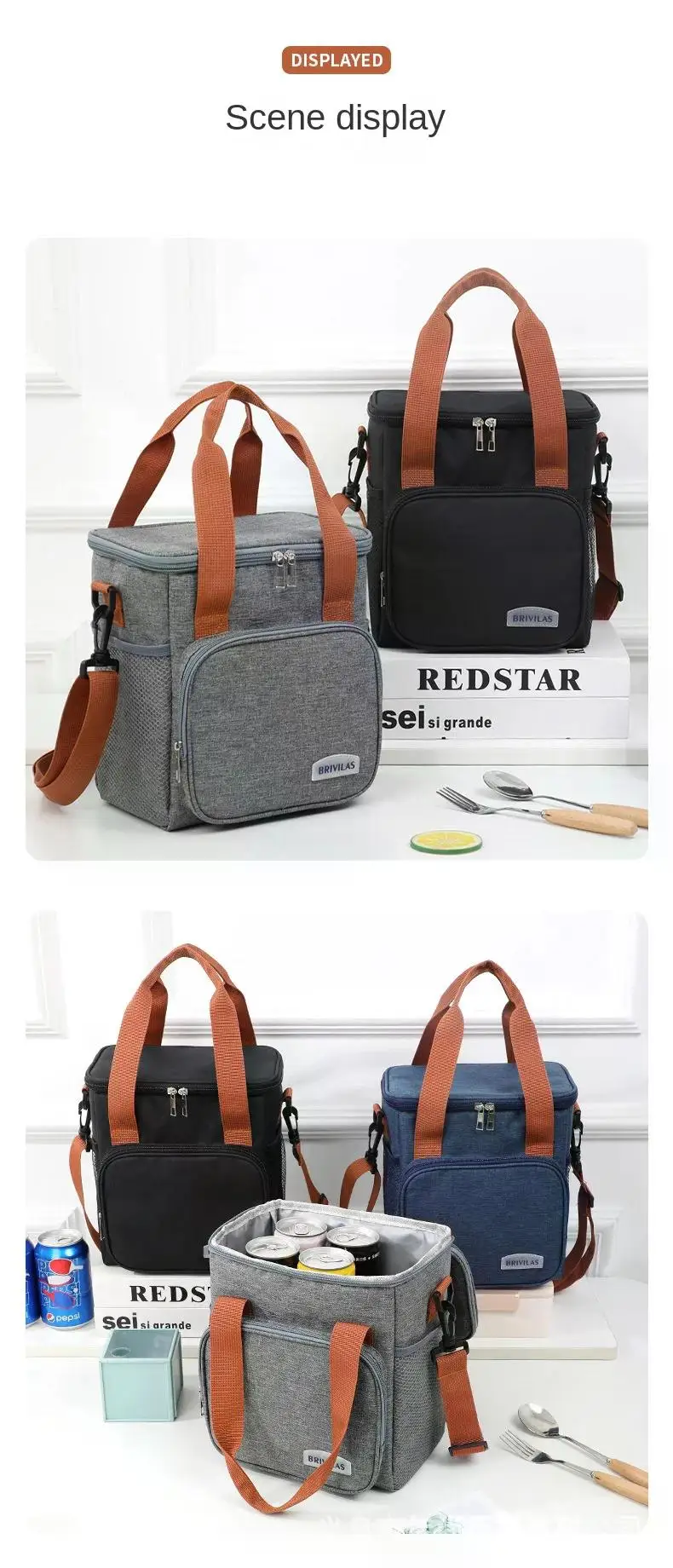 Portable Thermal Lunch Bag Picnic Food Cooler Bags Insulated Case Durable Waterproof Office Lunchbag Shoulder Strap Cooling Box