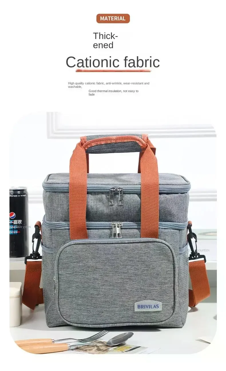 Portable Thermal Lunch Bag Picnic Food Cooler Bags Insulated Case Durable Waterproof Office Lunchbag Shoulder Strap Cooling Box