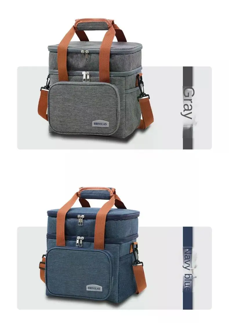 Portable Thermal Lunch Bag Picnic Food Cooler Bags Insulated Case Durable Waterproof Office Lunchbag Shoulder Strap Cooling Box