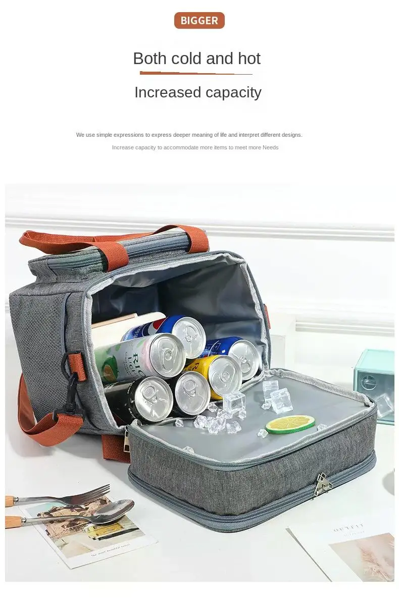 Portable Thermal Lunch Bag Picnic Food Cooler Bags Insulated Case Durable Waterproof Office Lunchbag Shoulder Strap Cooling Box