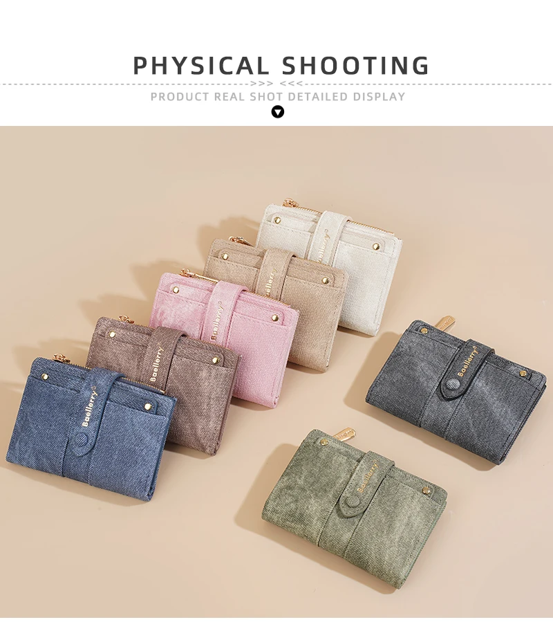 Baellerry New Fashion Women Short Wallets Zipper Coin Bags Top Quality Female Purse Coin Pocket Women's Detachable Card Clip