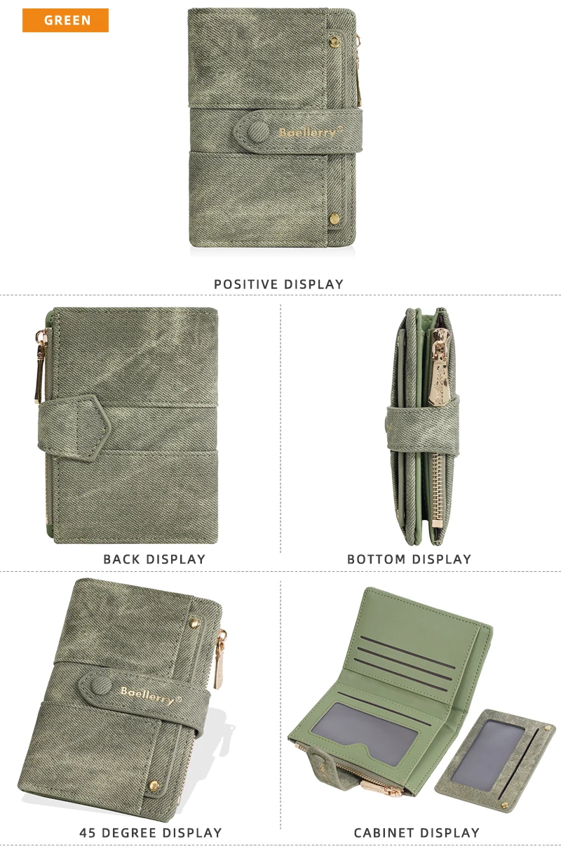 Baellerry New Fashion Women Short Wallets Zipper Coin Bags Top Quality Female Purse Coin Pocket Women's Detachable Card Clip