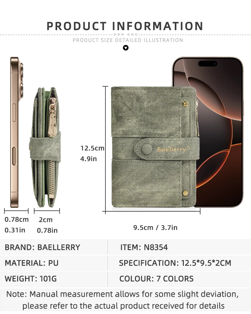 Baellerry New Fashion Women Short Wallets Zipper Coin Bags Top Quality Female Purse Coin Pocket Women's Detachable Card Clip
