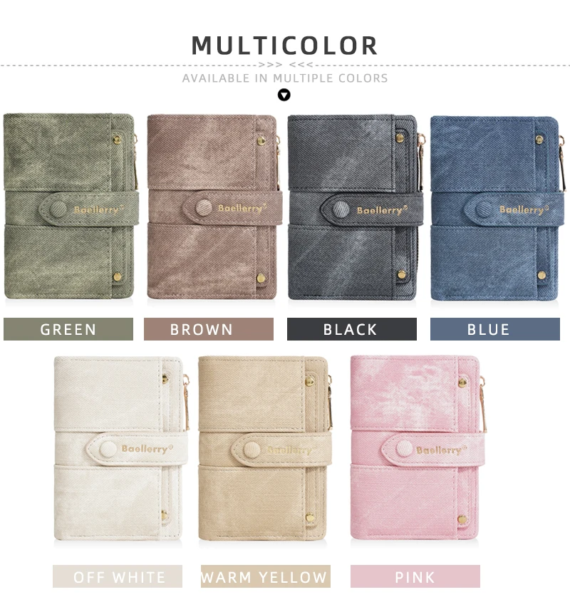 Baellerry New Fashion Women Short Wallets Zipper Coin Bags Top Quality Female Purse Coin Pocket Women's Detachable Card Clip