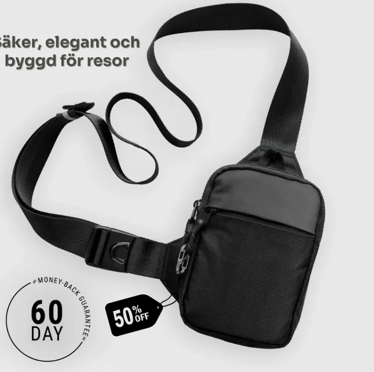 Fashionable Mini Crossbody Bag for Men with Stainless Steel Lock RFID Anti-Theft Mobile Phone Single Shoulder Bag
