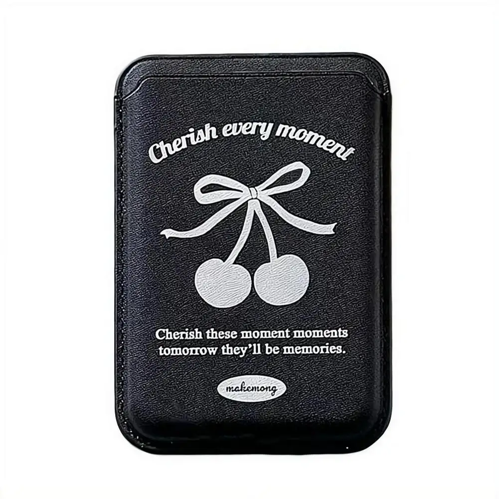 Korean Cute Bow MagSafe Wallet Magnetic Card Holder for iPhone 17 16 15 14 Pro Max PU Leather Pocket Phone Bag Accessory INS