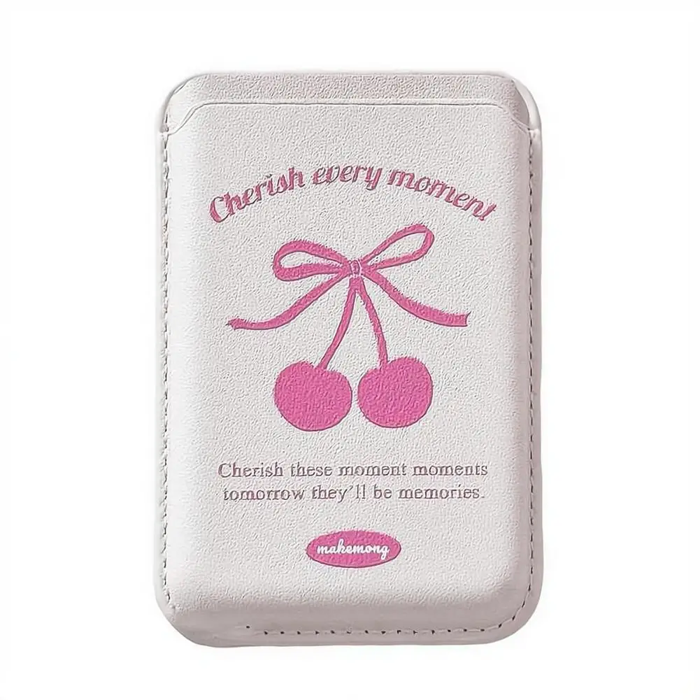 Korean Cute Bow MagSafe Wallet Magnetic Card Holder for iPhone 17 16 15 14 Pro Max PU Leather Pocket Phone Bag Accessory INS
