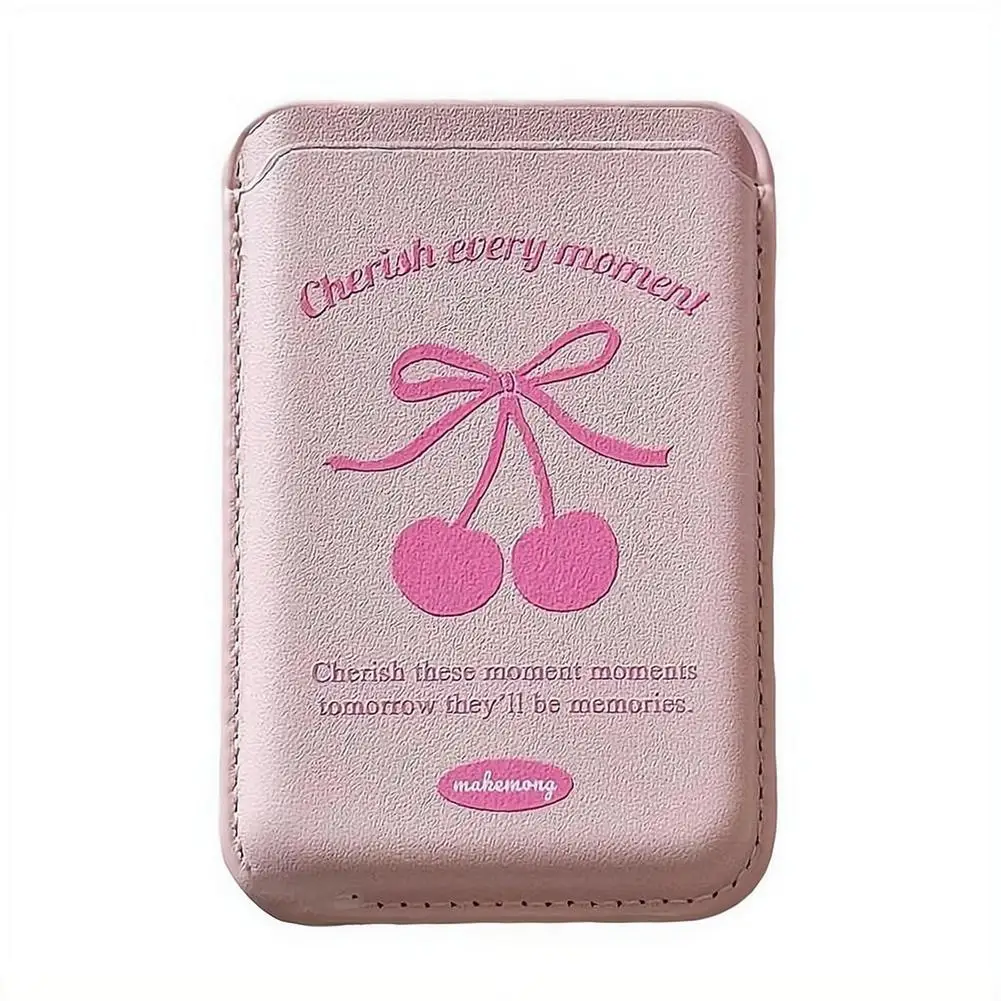 Korean Cute Bow MagSafe Wallet Magnetic Card Holder for iPhone 17 16 15 14 Pro Max PU Leather Pocket Phone Bag Accessory INS
