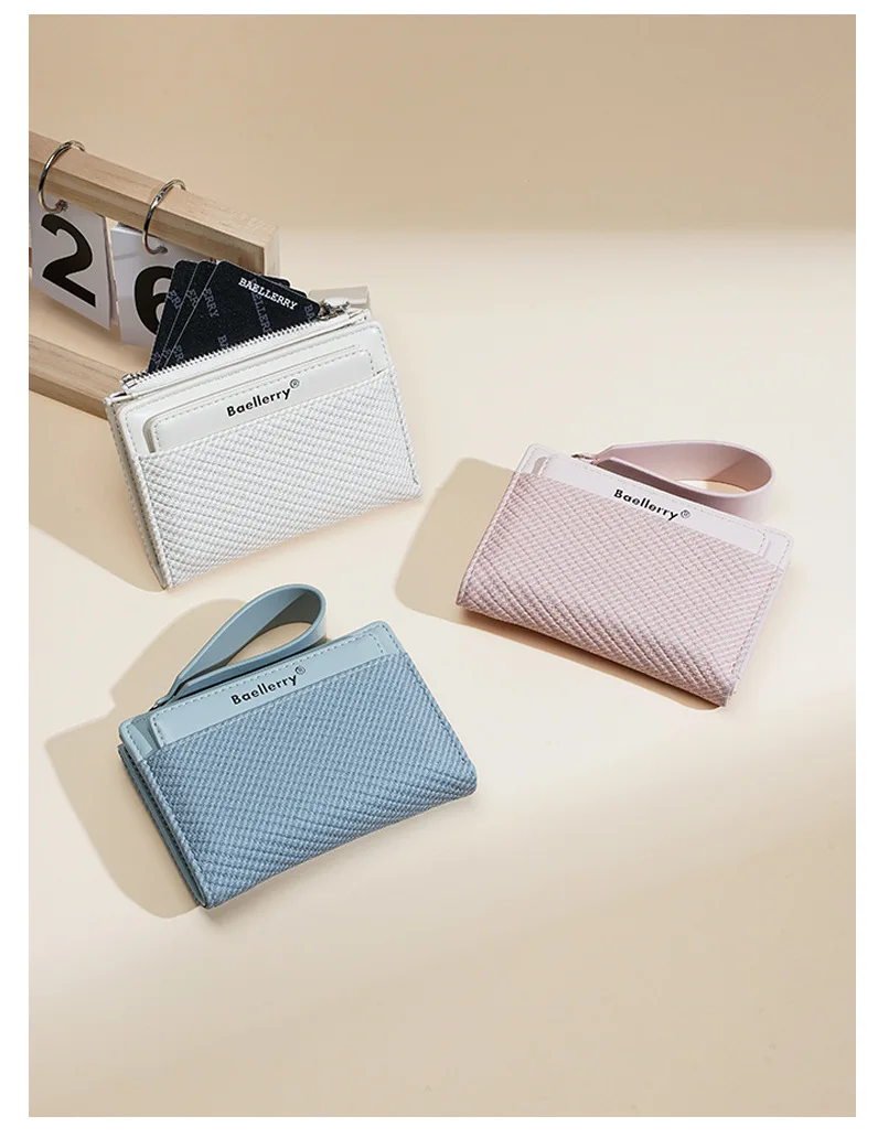 Baellerry Fashion Zipper Wallets Buckle Coin Purse Hand Women's Short Wallet Bifold Multi-slot Card Holder