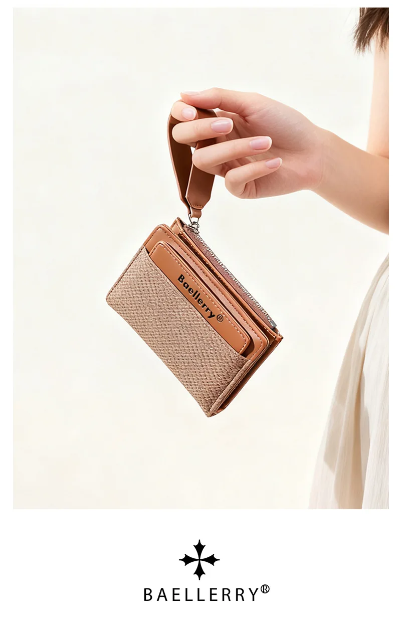 Baellerry Fashion Zipper Wallets Buckle Coin Purse Hand Women's Short Wallet Bifold Multi-slot Card Holder