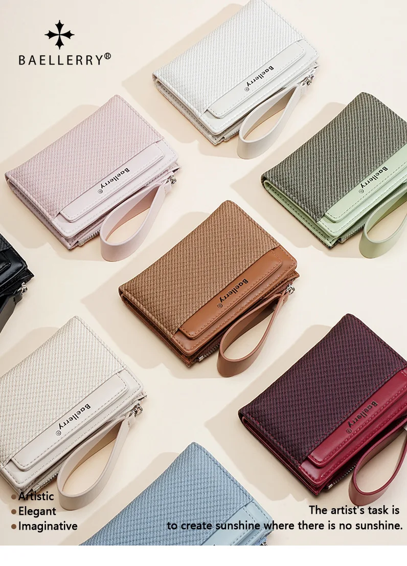 Baellerry Fashion Zipper Wallets Buckle Coin Purse Hand Women's Short Wallet Bifold Multi-slot Card Holder