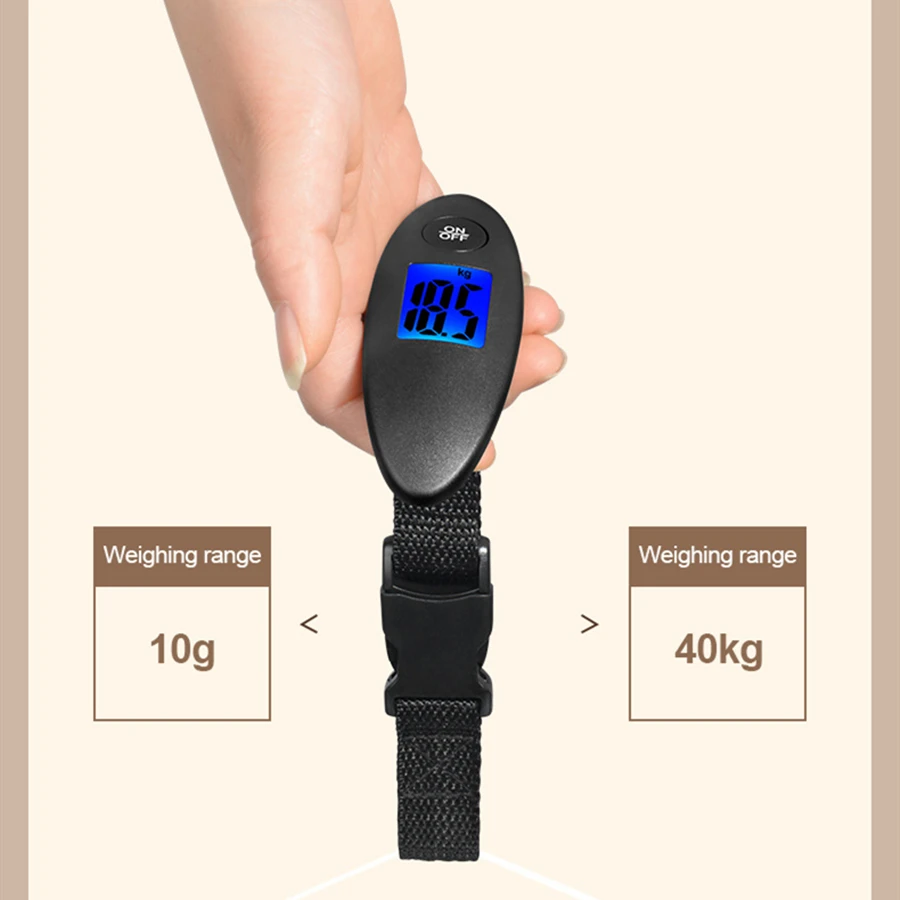 40kg/100g Portable Luggage Scale High Precision Travel Digital Hanging Scales With Webbing Belt LCD Digital Electronic Luggage