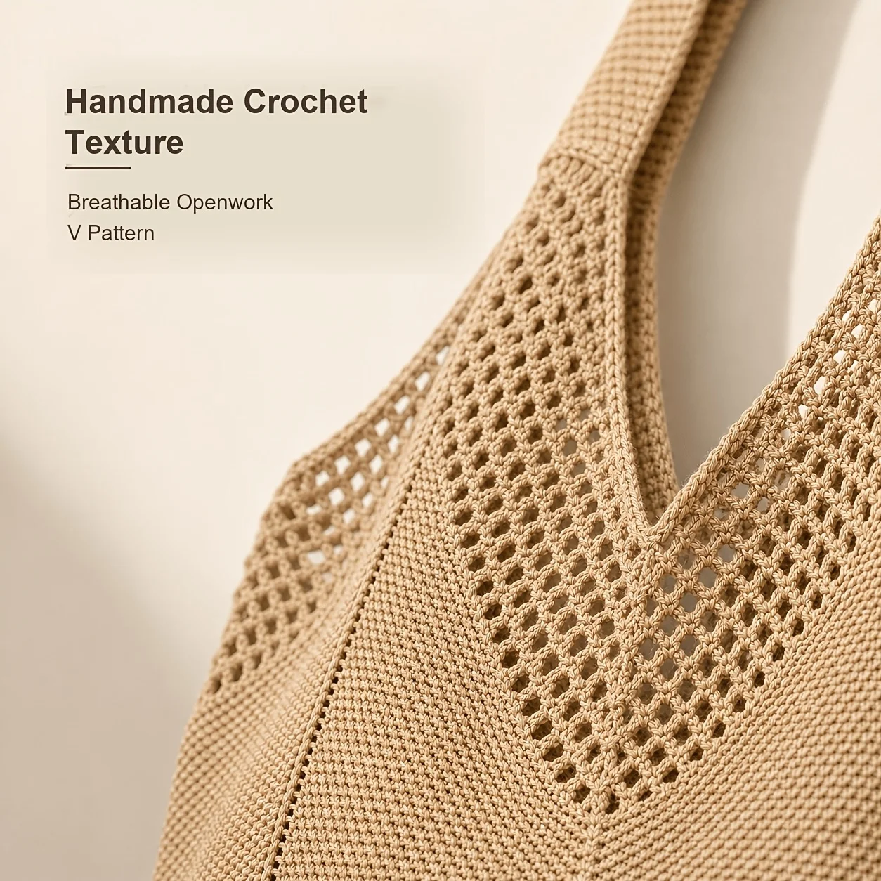 Lightweight Large Capacity Hollow Knitted Tote Bag, Crochet Shoulder Handbag for Beach Travel School, Mother's Day Gift for Mom