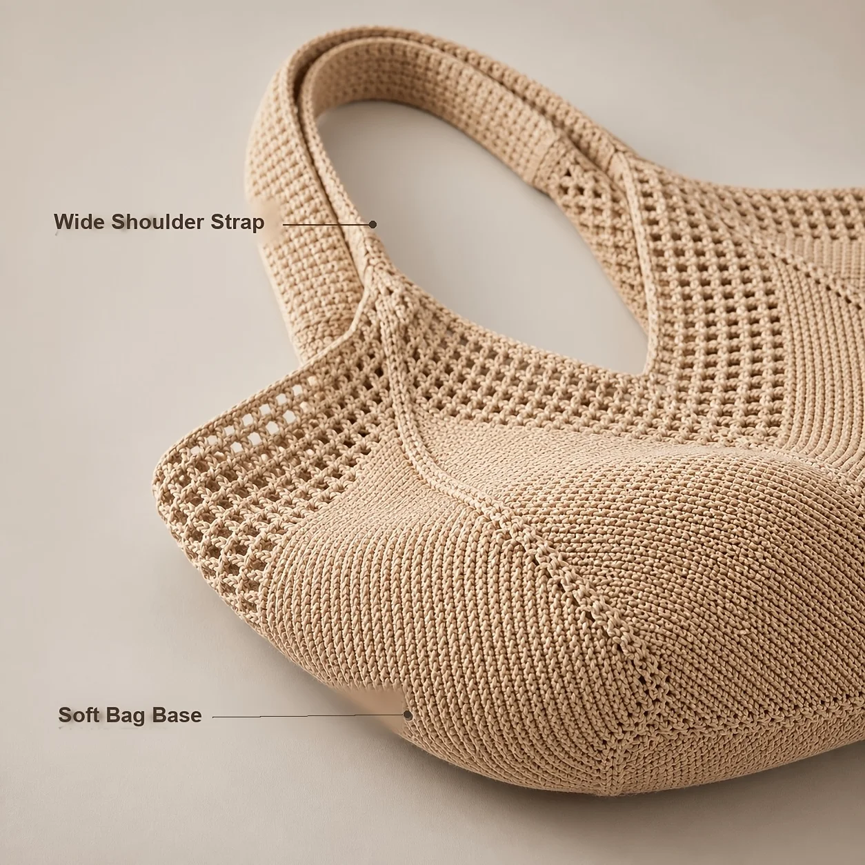 Lightweight Large Capacity Hollow Knitted Tote Bag, Crochet Shoulder Handbag for Beach Travel School, Mother's Day Gift for Mom