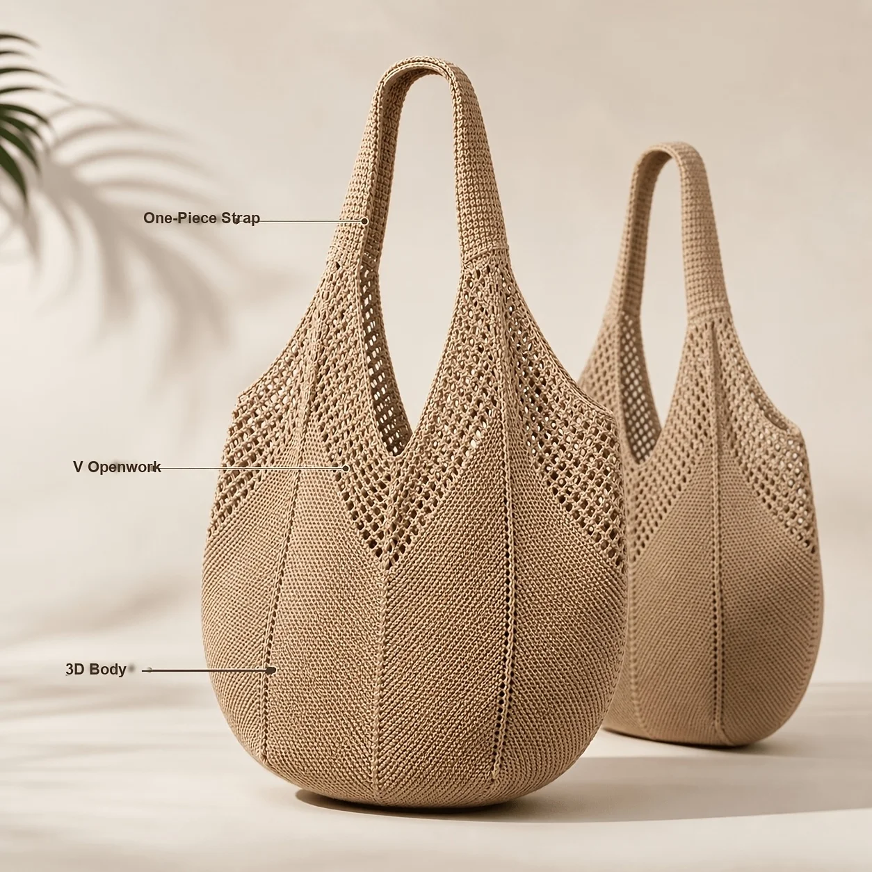 Lightweight Large Capacity Hollow Knitted Tote Bag, Crochet Shoulder Handbag for Beach Travel School, Mother's Day Gift for Mom