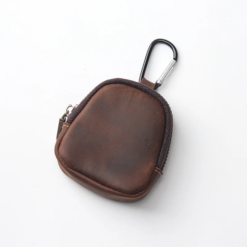 WERLLANDS PU Leather Carabiner Multi-Color Retro Mini Coin Purse Keychain Wallet