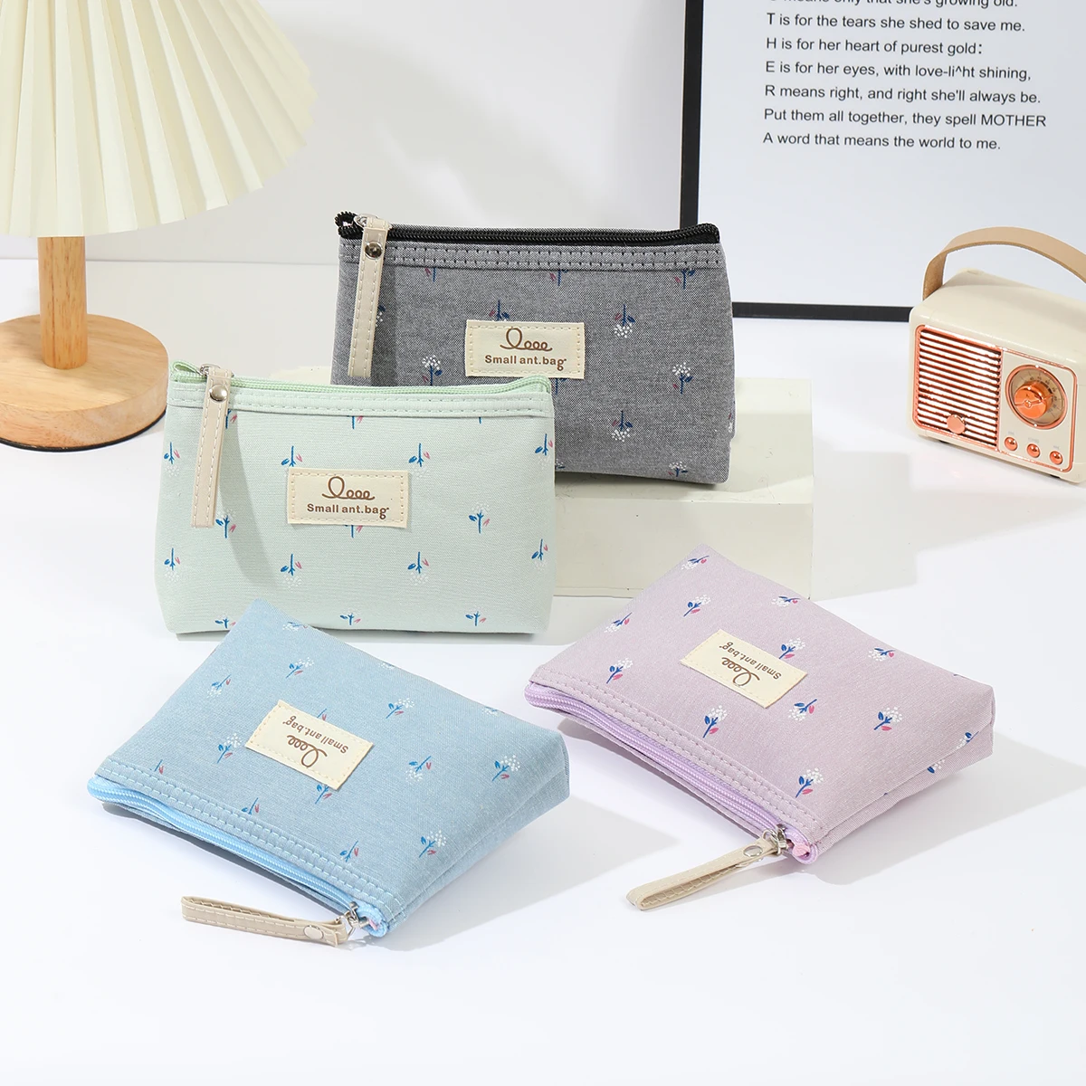 Instagram Style Canvas Makeup Bag Printed Women's Portable Student Pencil Case Travel Storage Toiletries Bag