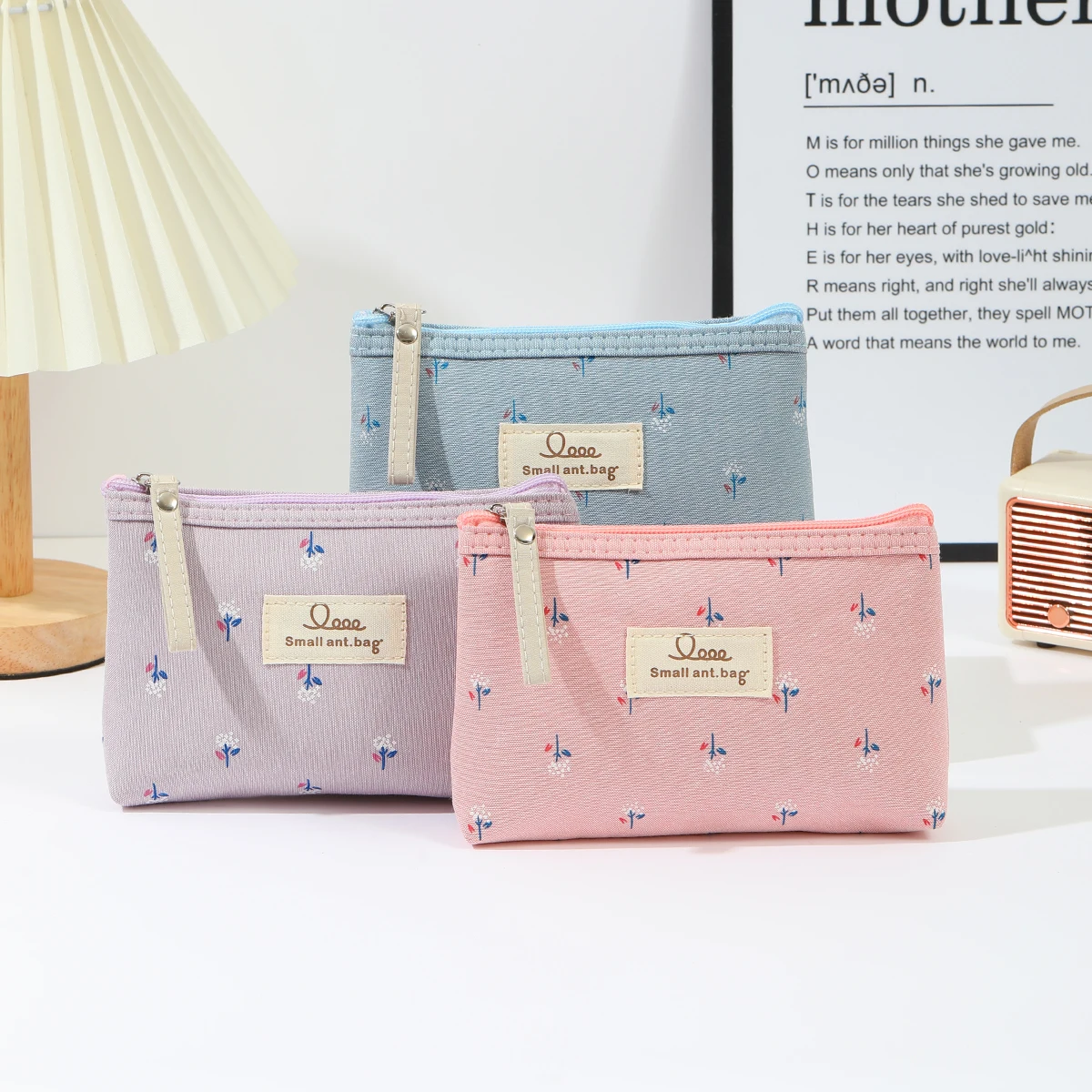Instagram Style Canvas Makeup Bag Printed Women's Portable Student Pencil Case Travel Storage Toiletries Bag