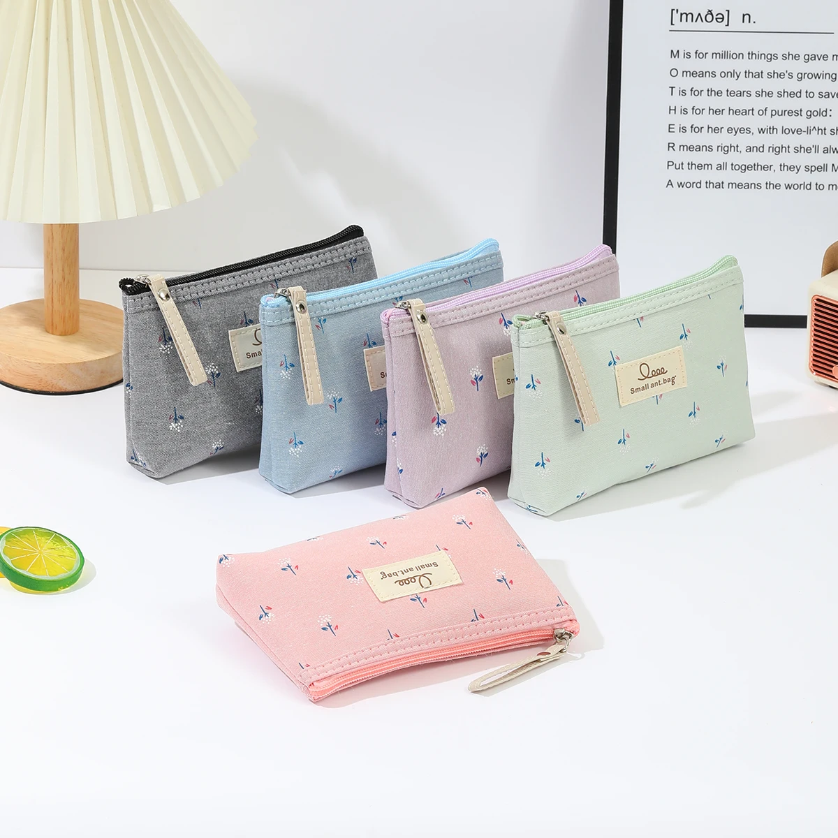 Instagram Style Canvas Makeup Bag Printed Women's Portable Student Pencil Case Travel Storage Toiletries Bag