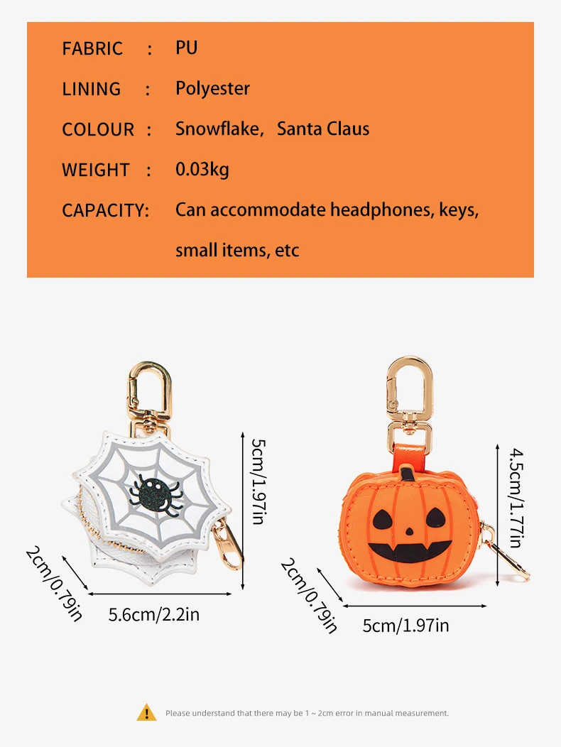 Halloween Coin Purse Key Chain 2025 New Money Pouch Cute Keychain Mini Pouch Wallet Little Pumpkin Wallet Halloween Gifts