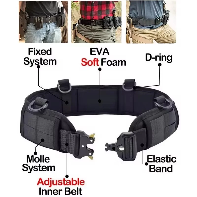 Tactical Belt Set Quick Release Metal Buckle Military Belt Adjustable Nylon Eva Padded Belt Set For Training Outdoor & Hunting 