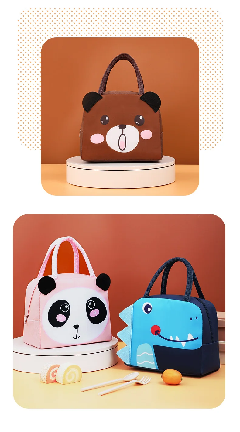 Cartoon Children's Lunch Bag Thermal Insulation Aluminum Film High Quality Waterproof Oxford Cloth Portable Lunch Bags Tote New