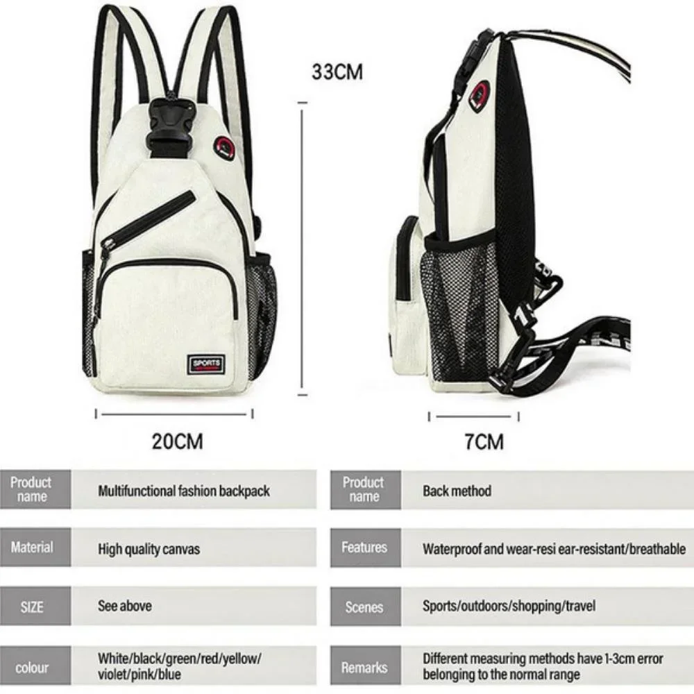 KISMIS Messenger Shoulder Multi-functional Men's and Women's Backpack Chest Bag Travel Backpack with Headphone Hole