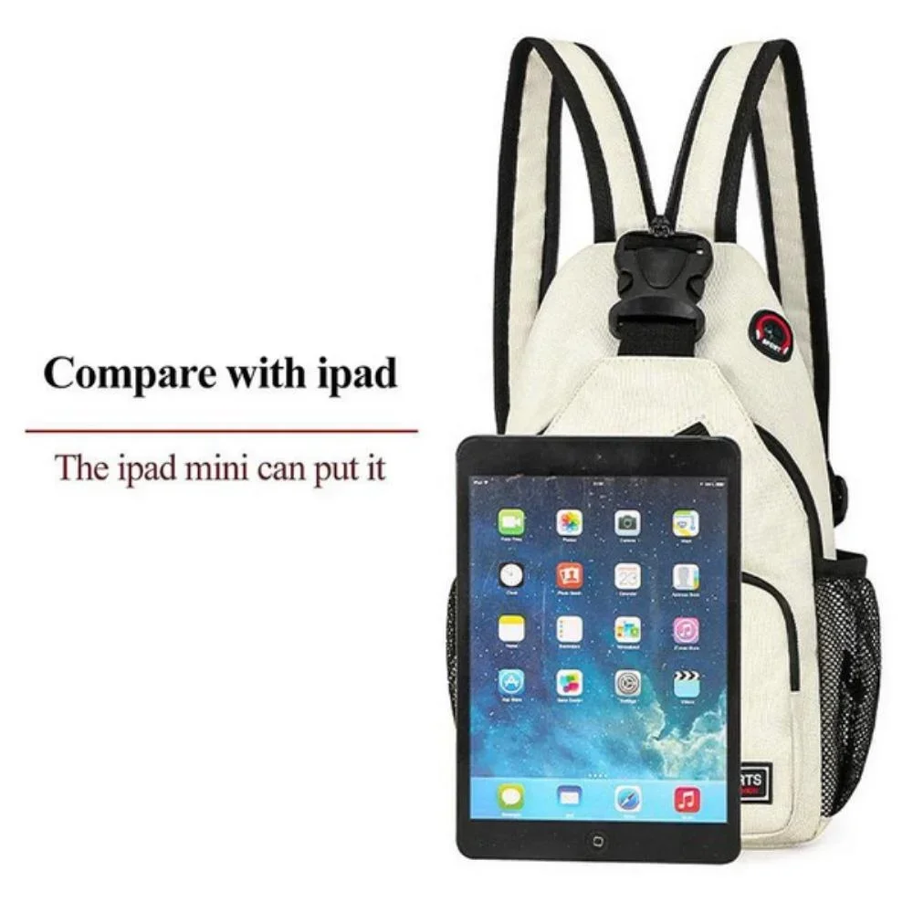 KISMIS Messenger Shoulder Multi-functional Men's and Women's Backpack Chest Bag Travel Backpack with Headphone Hole