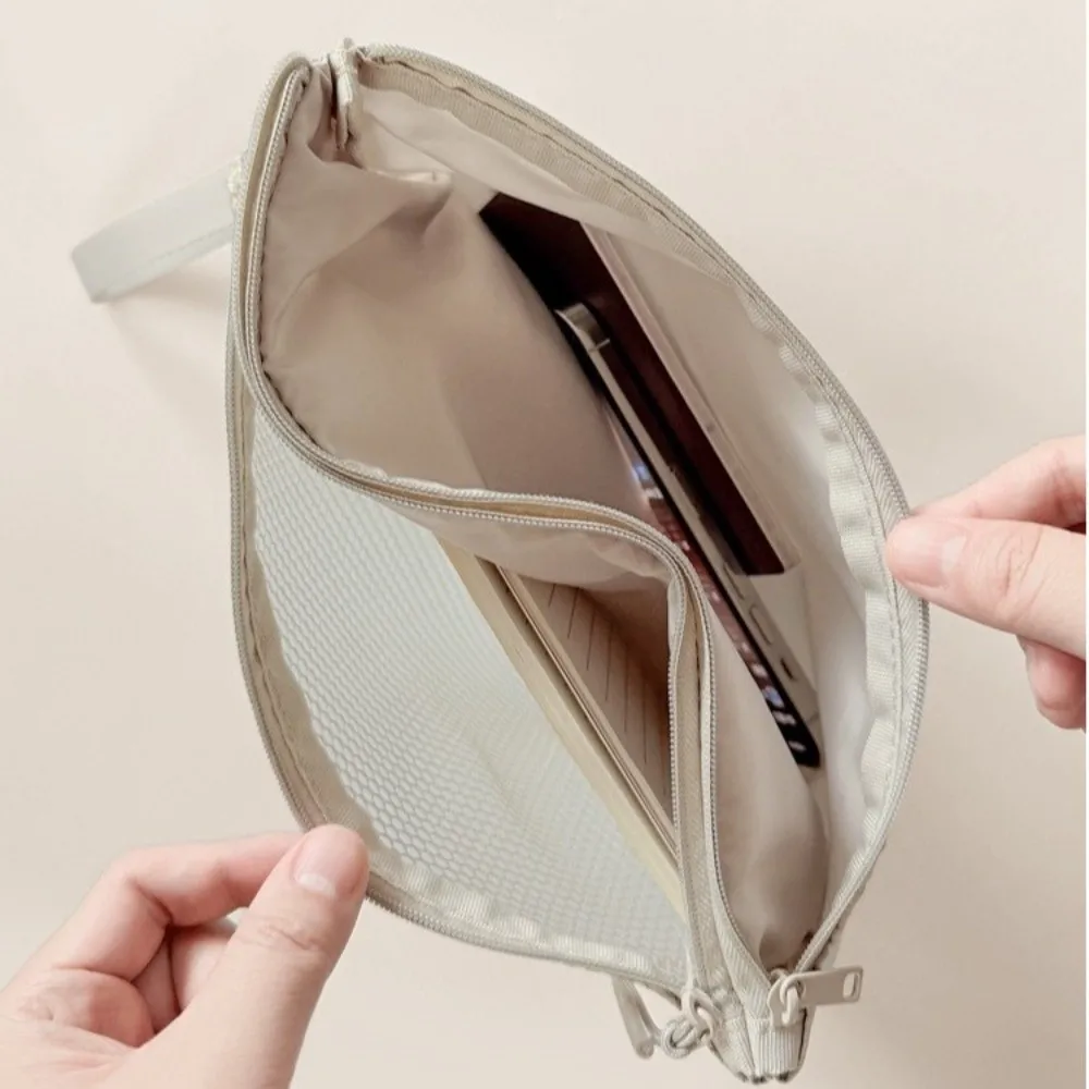 Fashion Lightweight Mesh Storage Bag With Zipper Solid Color Cosmetic Bag Multifunctional Polyester Makeup Pouch Makeup Storage