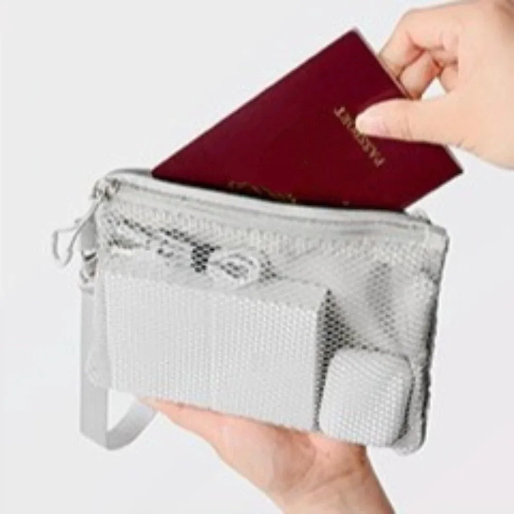 Fashion Lightweight Mesh Storage Bag With Zipper Solid Color Cosmetic Bag Multifunctional Polyester Makeup Pouch Makeup Storage